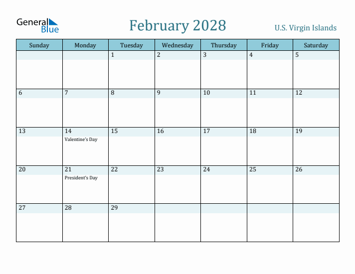 February 2028 Calendar with Holidays