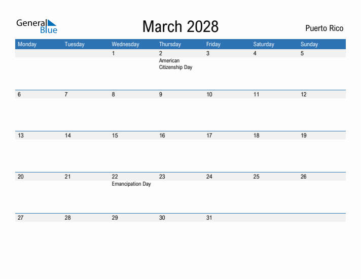 Fillable March 2028 Calendar