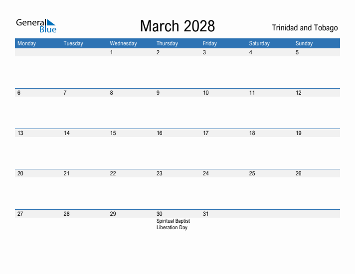 Fillable March 2028 Calendar