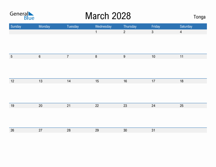 Fillable March 2028 Calendar