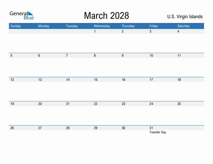 Fillable March 2028 Calendar