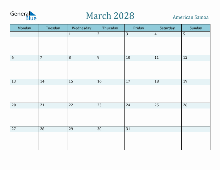 March 2028 Calendar with Holidays
