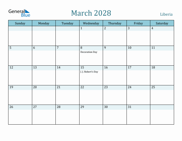 March 2028 Calendar with Holidays