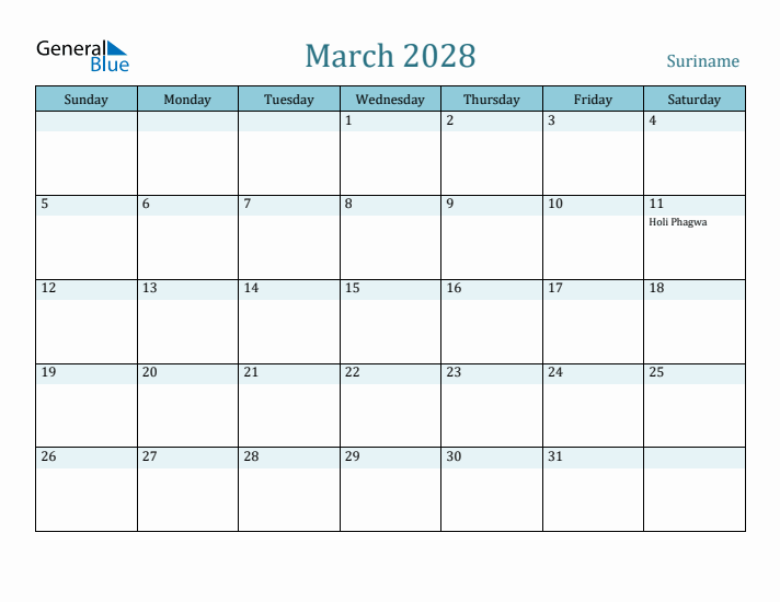 March 2028 Calendar with Holidays