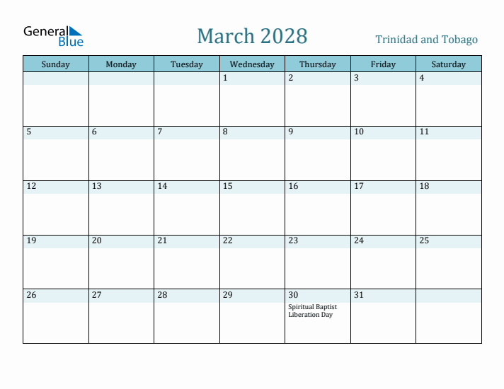 March 2028 Calendar with Holidays