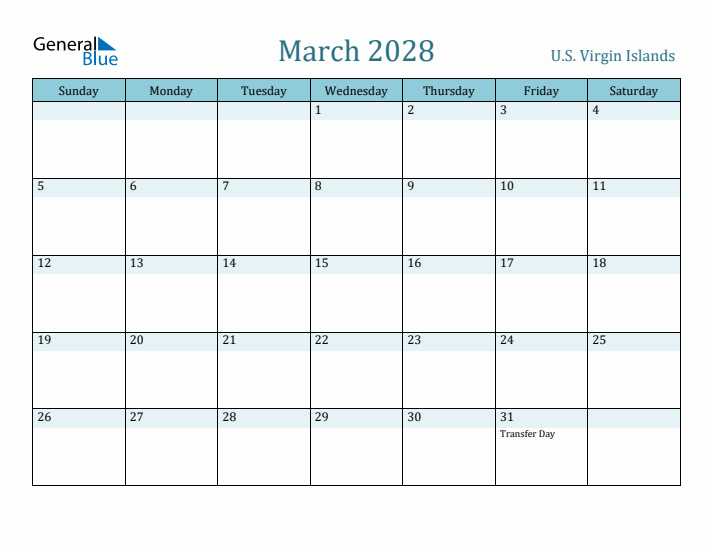 March 2028 Calendar with Holidays