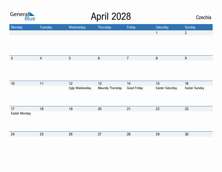 Fillable April 2028 Calendar