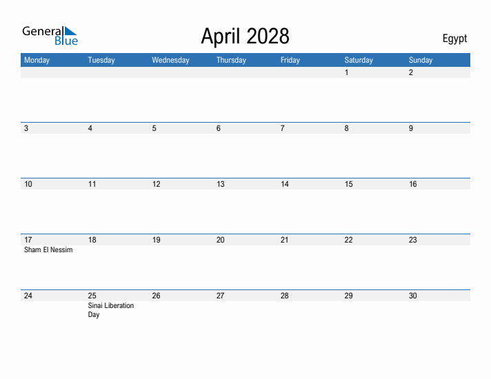 Fillable April 2028 Calendar