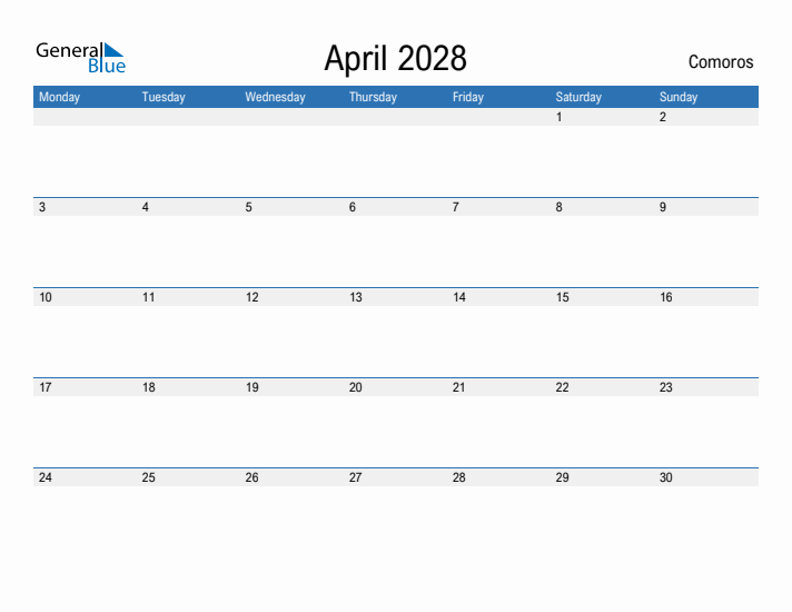 Fillable April 2028 Calendar