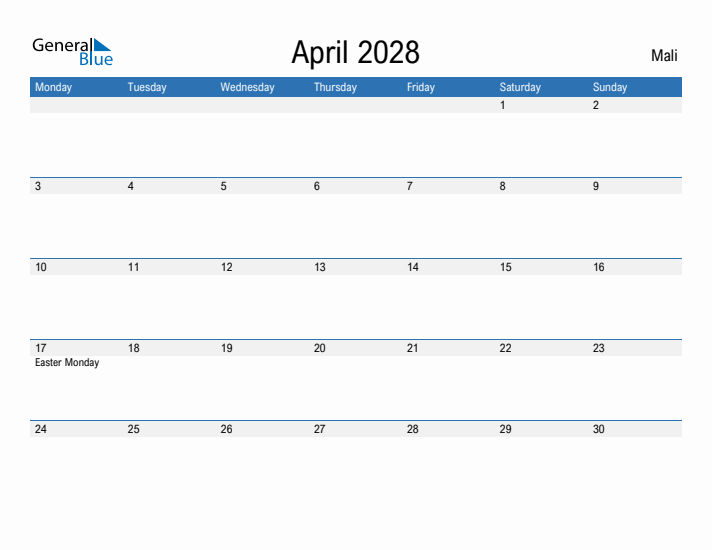 Fillable April 2028 Calendar