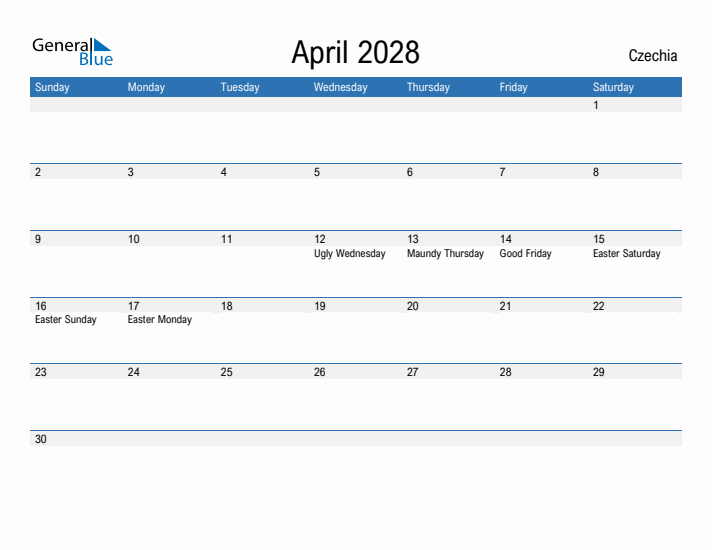 Fillable April 2028 Calendar