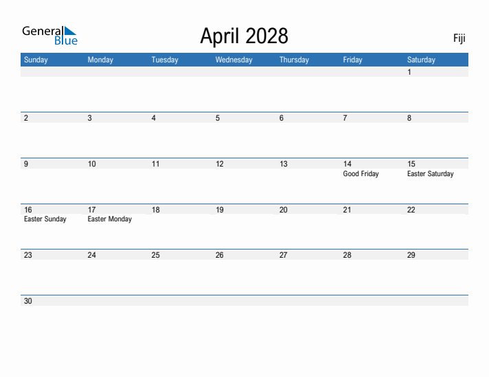 Fillable April 2028 Calendar