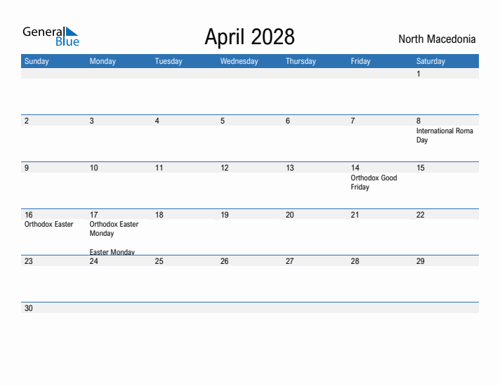 Fillable April 2028 Calendar