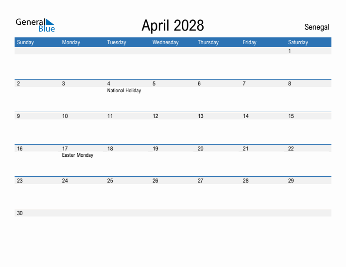 Fillable April 2028 Calendar