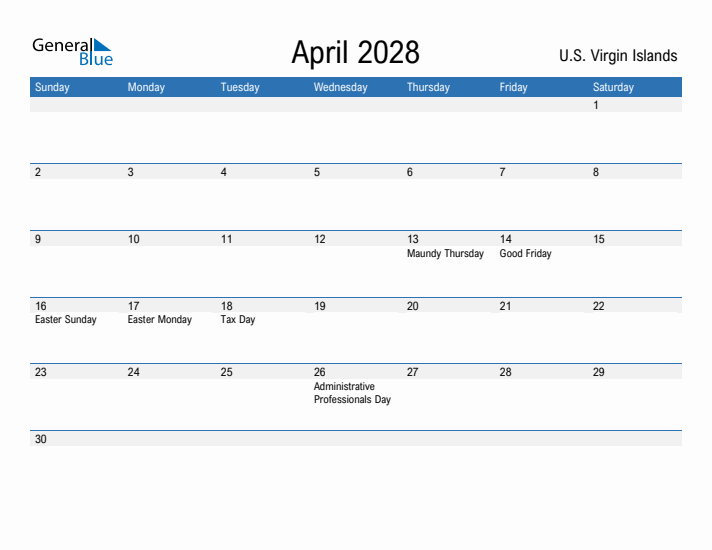 Fillable April 2028 Calendar