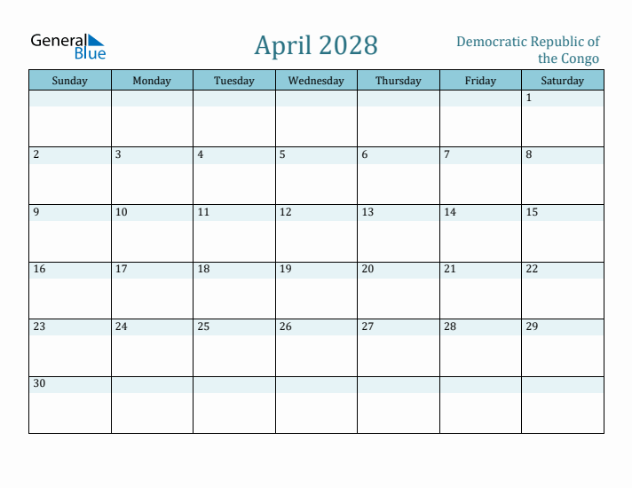 April 2028 Calendar with Holidays
