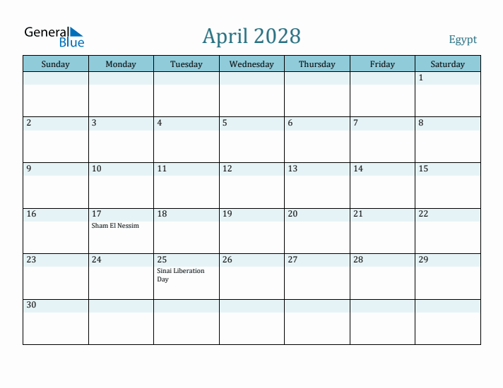 April 2028 Calendar with Holidays