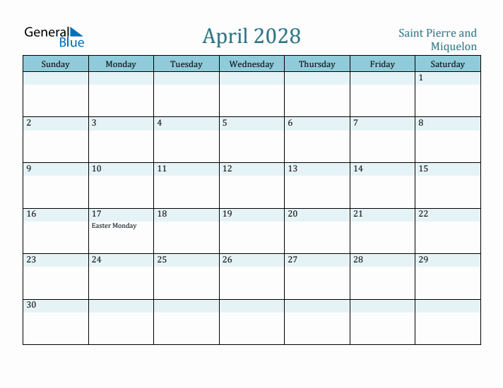 April 2028 Calendar with Holidays