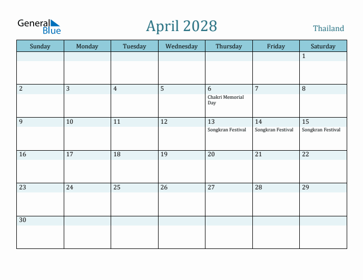 April 2028 Calendar with Holidays