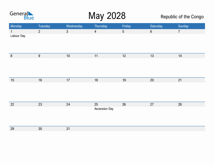 Fillable May 2028 Calendar