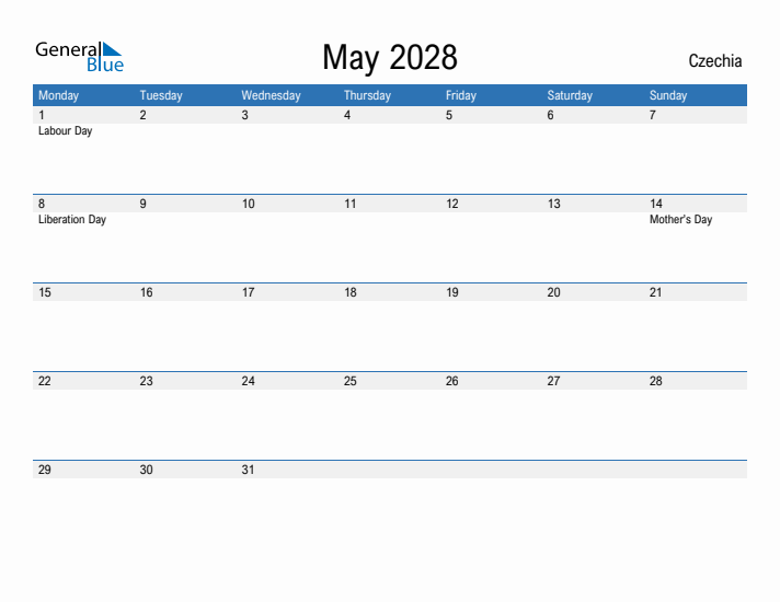 Fillable May 2028 Calendar