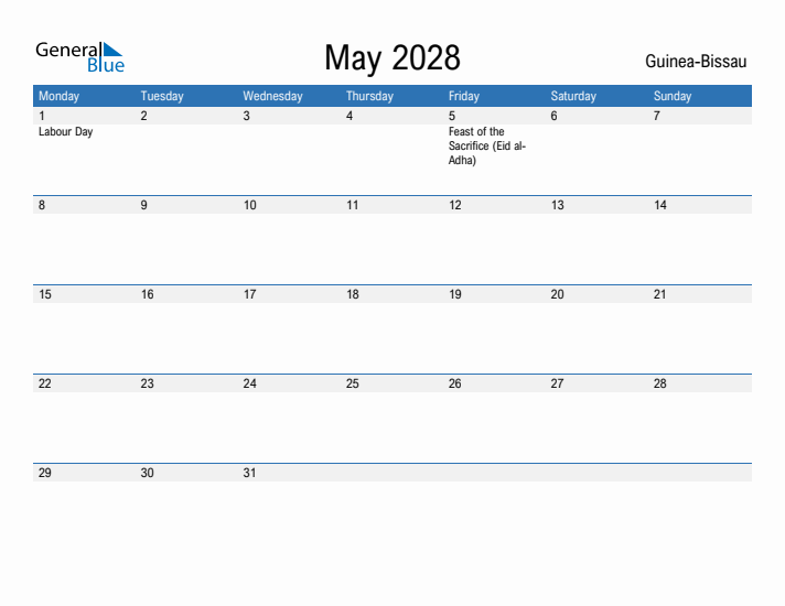 Fillable May 2028 Calendar