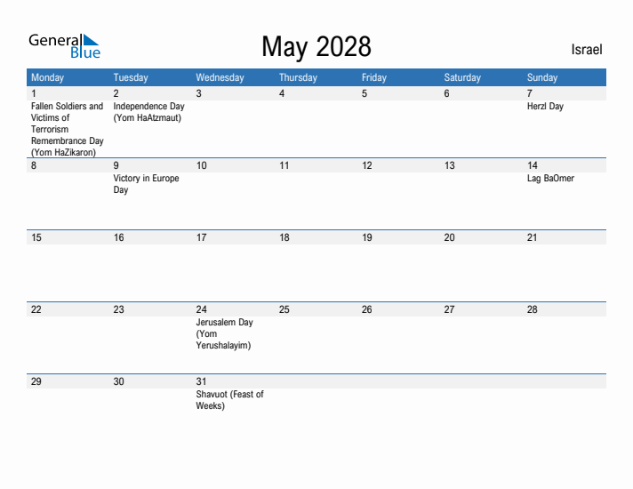 Fillable May 2028 Calendar