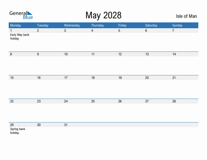 Fillable May 2028 Calendar