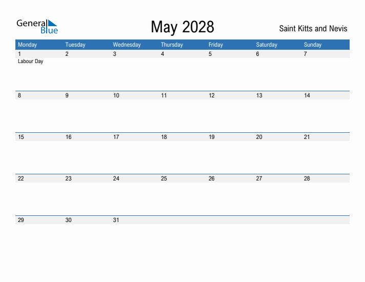 Fillable May 2028 Calendar