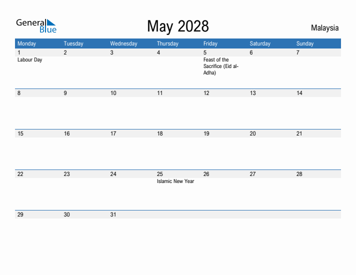 Fillable May 2028 Calendar