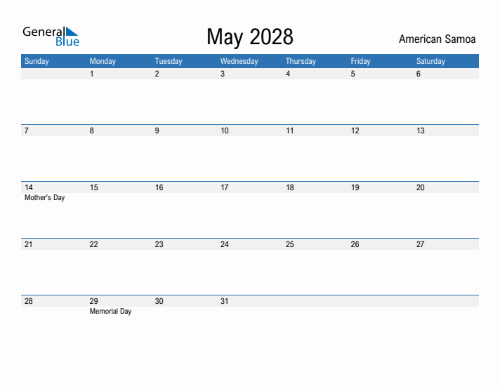 Fillable May 2028 Calendar