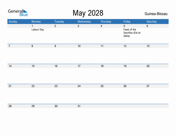 Fillable May 2028 Calendar