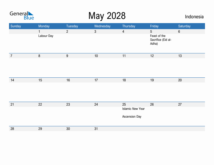 Fillable May 2028 Calendar