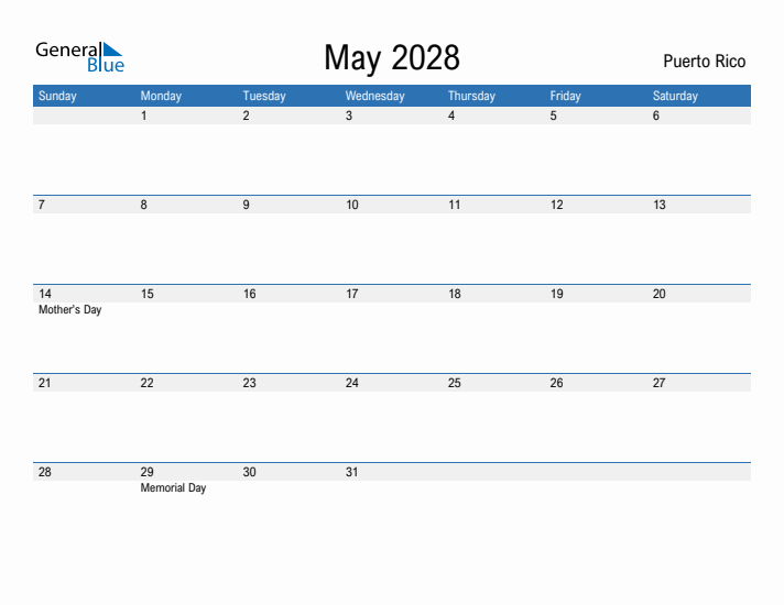 Fillable May 2028 Calendar