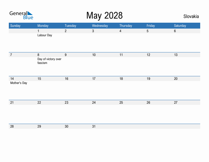 Fillable May 2028 Calendar