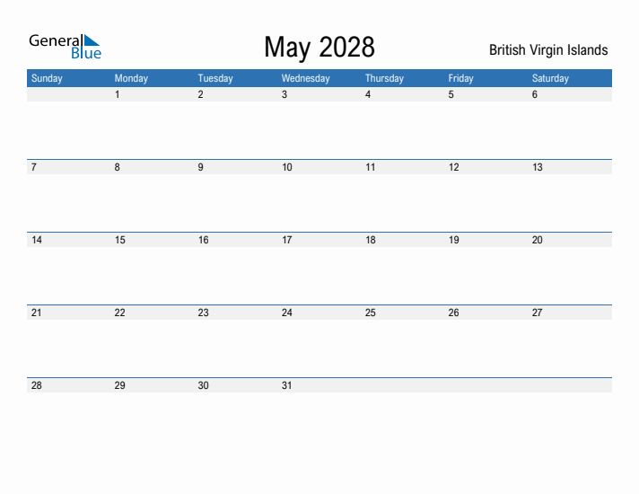 Fillable May 2028 Calendar