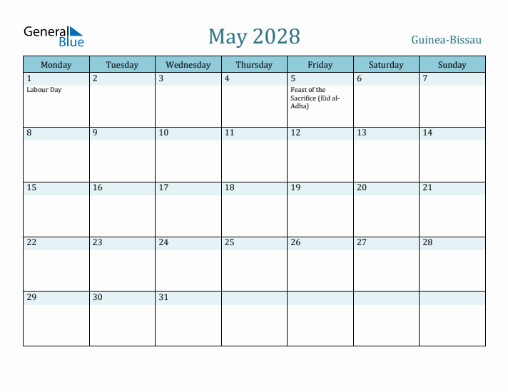 May 2028 Calendar with Holidays