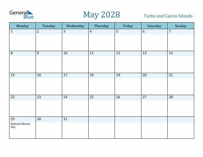 May 2028 Calendar with Holidays