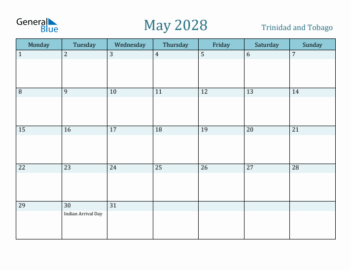 May 2028 Calendar with Holidays