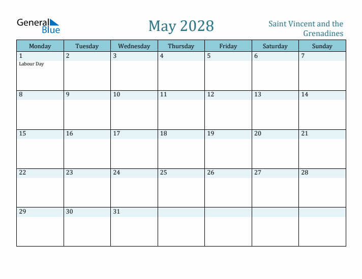 May 2028 Calendar with Holidays