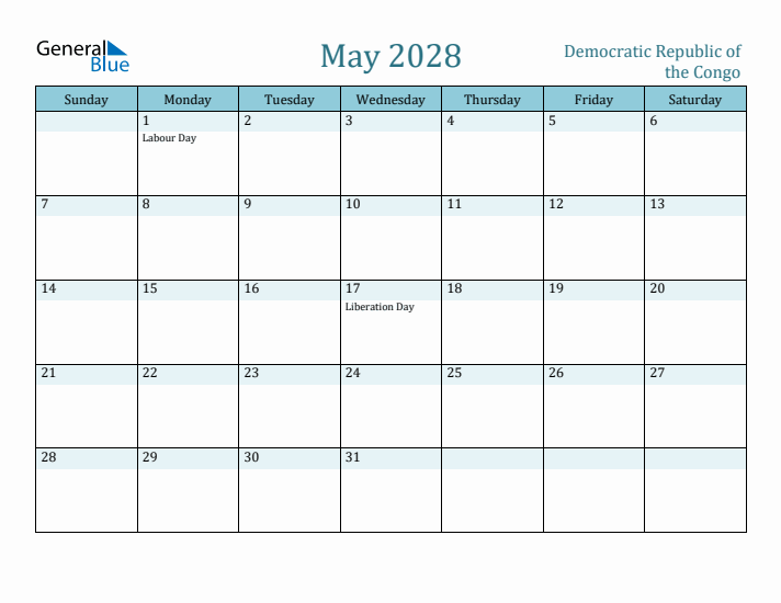 May 2028 Calendar with Holidays