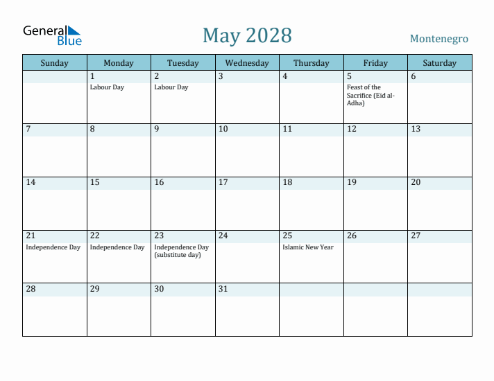 May 2028 Calendar with Holidays