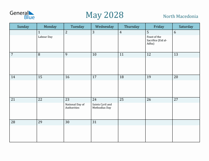 May 2028 Calendar with Holidays