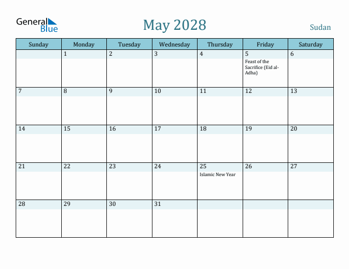 May 2028 Calendar with Holidays