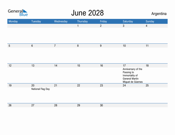 Fillable June 2028 Calendar