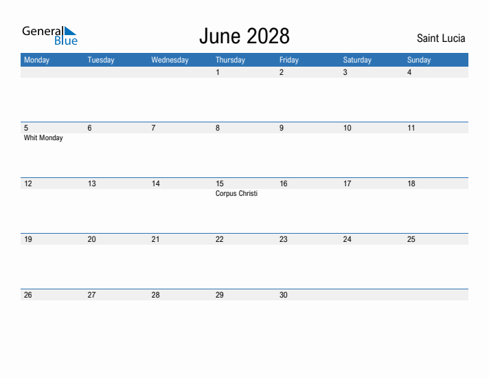 Fillable June 2028 Calendar