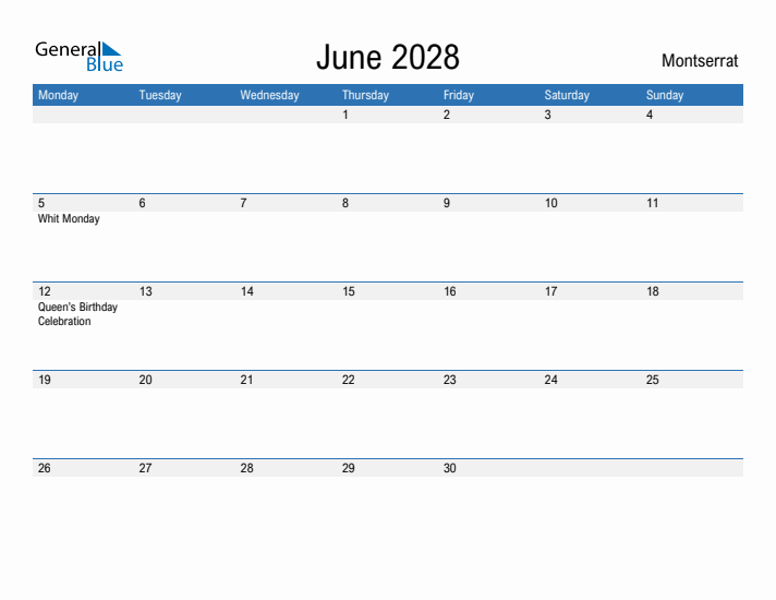 Fillable June 2028 Calendar