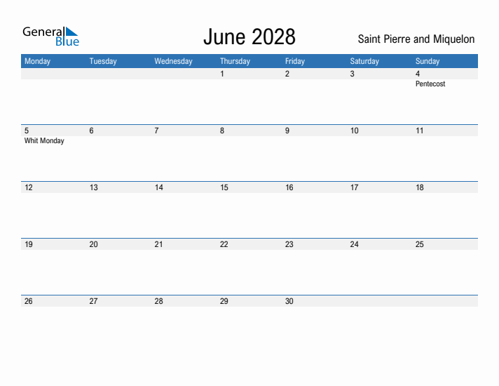 Fillable June 2028 Calendar