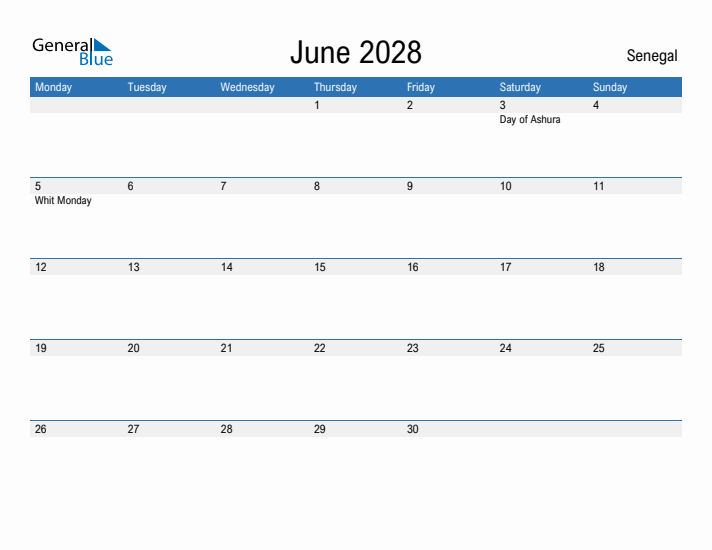 Fillable June 2028 Calendar