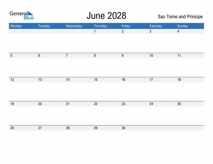 Fillable June 2028 Calendar